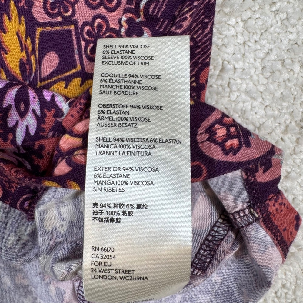 Maeve Anthropologie Top Womens Small Petite Purple Pink Boho Mixed Print Tunic - Picture 5 of 8